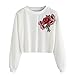 Produktbild Damen Pullover Btruely Frau Herbst Embroidery Applique Sweatshirt Mode Langarm Tops (S, Weiß)