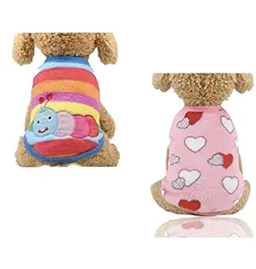 KUTKUT Combo of 2 Puppy Clothes for Small Dog & Cat Boy Girl | Winter Warm Cute Sweaters for Shih Tzu, Maltese, Yorkie Male Female (Size: L, Chest: 44cm, Back Length: 35cm)?