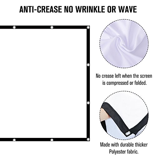 Projector Screen 120 inch Anti Crease HD Foldable 16:9 Portable Projection Movie Screen for Home Theater, Classroom, Meeting, Outdoor Travel
