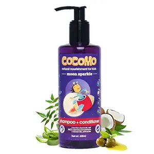 Cocomo Natural Aloe Vera & Neem Kids Shampoo & Conditioner, Floral Fragrance, Soft & Tangle-Free Hair | Moon Sparkle 300ml (Age: 4+)