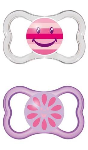 MAM Air Soother with Sterilisable Travel Case (6 Months and Above, White/Pink)