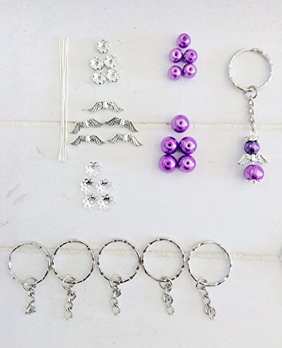 DIY Bastelset Schutzengel Schlüsselanhänger, mach deine eigenen Schutzengel Anhänger, perfekt als Geschenk für Weihnachten, Geburtstag, Muttertag, Taufe, Hochzeit, Gastgeschenke (klein silber lila)