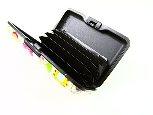 ALUMINIUM CREDIT CARD WALLET HOLDER RFID BLOCKING IN 4 PATTERNS (White with yellow pink flowers)