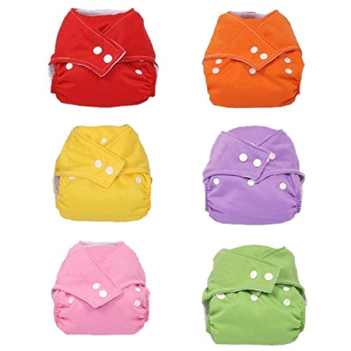 Aubig 7 Pcs Baby Infant Adjustable Reusable Cloth Diaper Cover Pure Washable Nappies Size Adjustable
