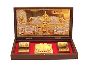 GoldGiftIdeas 24 Carat Gold Plated Jain Mahatirth Darshan Photo Frame, Jain Darshan Frame for Gift (Girnarji)