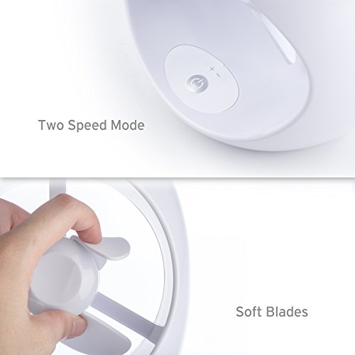 Levoit USB Ventilator Mini Desktop Tischventilator mit Dimmbare LED-Nachtlicht für den Schreibtisch, Einstellbare Geschwindigkeit, Weiß - 4
