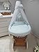 10 pcs Set - wicker crib moses basket bassinet including complete furnishings, Modell:blue - big wheels