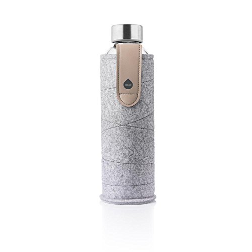 MyEqua Glasflasche mit Filzhülle Mismatch Sand Sky 750 ml - Trinkflasche aus Glas mit Schutzhülle 0,75 l - Sportflasche mit Cover - Designer Trinkflasche für unterwegs
