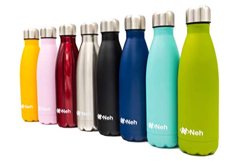 NEH Italia - Borraccia Termica in Acciaio Inox| Bottiglia Acqua Portatile da 500ml| Mantiene Freddo e Caldo| Ecologica, Adatta Sia per Sport, Palestra, Bambini e per Ufficio. (Verde)