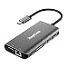 Produktbild RayCue USB C-Hub, Typ C-Adapter mit 4K HDMI, VGA, Gigabit Ethernet, USB-C-PD-Stromversorgung, USB 3.0, USB 2.0, SD/TF-Kartenleser, Audiobuchse für MacBook Pro und Google Chromebook