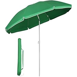 Sekey® Parasol Ø 160 cm inclinable pour Patio Jardin Balcon Piscine Plage Vert Rond Sunscreen UV20+