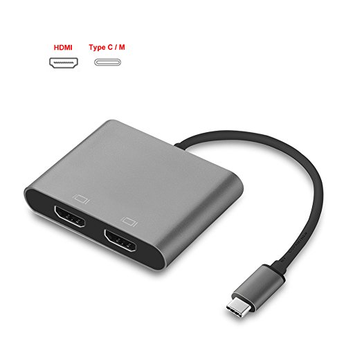 USB Typ C auf Dual HDMI Hub für Macbook Pro, MacBook, Chromebook Pixel und mehr, Thunderbolt 3 Kompatibel, [DEMEDO] USB 3.1 auf Dual HDMI Multiport Adapter