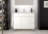 mueble lavabo encimera  DUCHA.ES Mueble DE BAÑO con Lavabo ENCIMERA TOALLERO Moderno Medidas (100CM, Blanco)