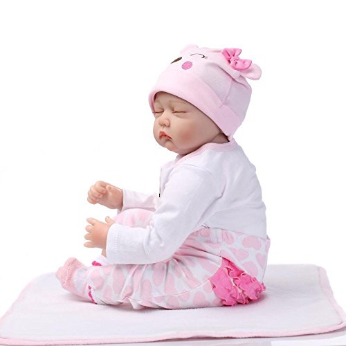 Nicery Reborn Baby Doll Soft Simulation Silicone Vinyl 22inch 55cm Magnetic Mouth Lifelike Boy Girl Toy Pink White Eyes Close