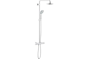 GROHE Colonne de Douche avec Mitigeur Thermostatique Euphoria System 180, 27296001 (Import Allemagne), Chromé, Douche de tête ronde 180 mm