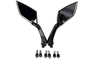 Frenshion Rétroviseur Moto universel 8 / 10mm Moto Miroir arrière diamant pour Street Bike Sport Bike Scooter Cruiser Noir Noir