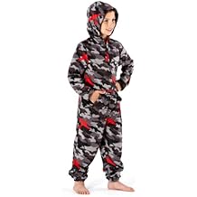 Jungen Tarnfarben Warm Fleece Onesie Pyjama Nachtw/&auml;sche Hausanzug 1973