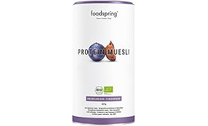 foodspring Muesli Proteico,&nbsp;Mirtilli-Mandorle di terra, 420g, Prodotto in Germania, Qualit&agrave; bio 100%