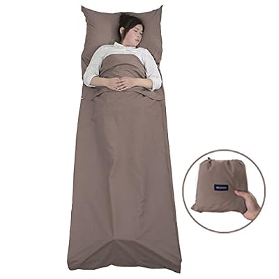 Meersee Drap de Sac de Couchage – Meersee Sac de couchage ultra-léger Sac de Couchage d'ete pour le Camping et le Voyage (marron)