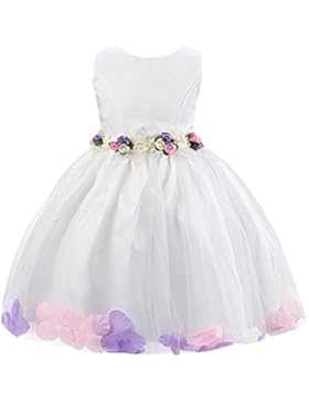 Happy Cherry Mädchen Rundkragen ohne Ärmel Tüll Blumenmädchenkleid Brautkleid Ballkleid Cocktailkleid mit Blumen...