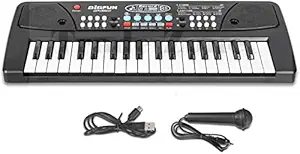 Trade Zone 49 - Keys Attachable Piano Keyboard | Kids Learning Portable Keyboard Piano w/ Drum Pad, Recording, Rechargeable Battery, Microphone | Music Keyboard Piano for Beginners Musical Instruments Learning Toys for 4 5 6 7 8 Years Old Boys Girls Gifts Age 6-8