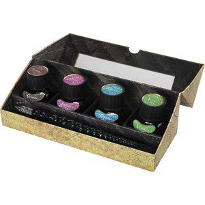 Preisvergleich Produktbild Tinte, 4 Fläschchen: Kräftige Farben - mit venezianischem Glasfüllhalter, smaragdfarben