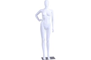 Eurohandisplay NFC-11W Frau weibliche Schaufensterpuppe FC matt weiß ohne Gesicht Arme und Kopf 360 Grad drehbar Schaufensterpuppe Female Mannequin Egghead (NFC-11W Frau)