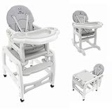 ALTERSGERECHTE ANPASSUNG - in dem Hochstuhl fühlt sich bereits ein sechs Monate altes Kind wohl; da das Set in Tisch und Stuhl zerlegt werden kann, begleitet es Ihr Kind viele Jahre lang (bis zum 6. Lebensjahr).