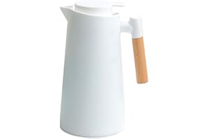 GENERIC Caraffa termica da caffè da 1 litro a doppia parete caraffa termica con manico in legno bollitore per acqua isolata caraffa da tè mantiene caldo freddo