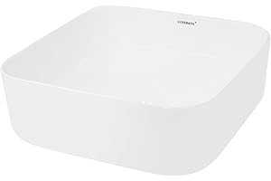 ECD Germany Lavabo de Salle de Bain, 390x390x140 mm, Angulaire, en Céramique, Blanc, Vasque à Poser Évier Lave-Mains pour Toilette, sans Kit de Vidange, Cuvette de Lavage, Design Moderne Minimaliste