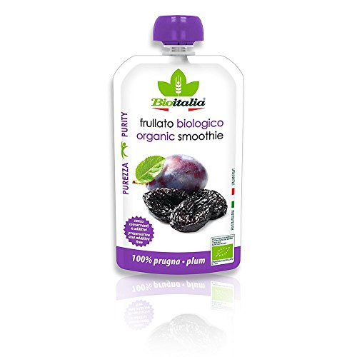 Bioitalia Organic Smoothie Fruit Baby Food Pouch All Stages Plum 120g pack of 6