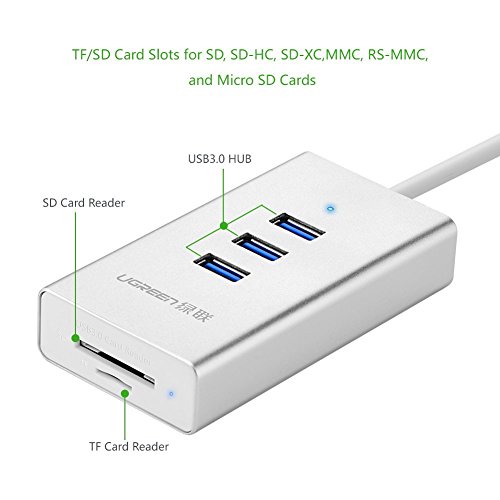 USB 3,0 Hub UGREEN Superspeed USB 3.0 Hub 3 Port mit SD/TF kartenleser mit Aluminium-Gehäuse - 5