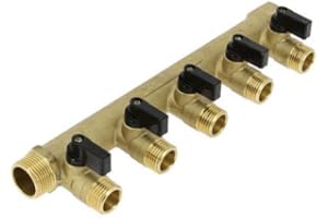 ANQUIER Collecteur entraxe 50mm Mâle Femelle 3/4-5 départs mini-vannes moulées Mâle 1/2