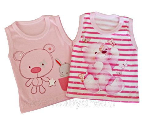 Baby Unisex Summer Sleeveless Tops - 2 pack 100% Cotton 3-6 months.