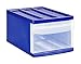 Produktbild Rotho Schubladenbox Systemix aus Kunststoff (PP), Ablagefach Grösse M, 39.5x25.5x20.3 cm, blau/transparentes Ablagesystem, DIN A4 Ablagebox für Schreibtisch, Büro - Hergestellt in der Schweiz, 11460LG096