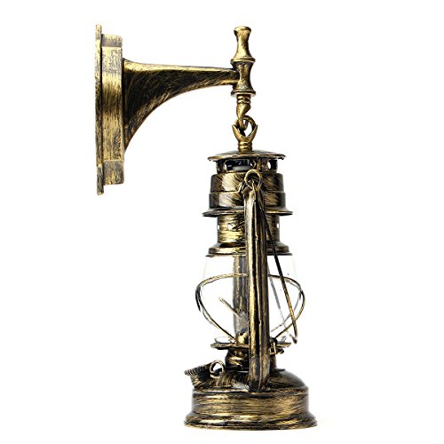 KING DO WAY Retro Rustikalen Laterne Lampe Wand Antiken Wandleuchter vintage lichtanlage outdoor e27 Bronze - 2