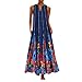 Produktbild ShaDiao Damen Kleid Freizeit Bedrucktes ärmelloses Maxikleid mit V-Ausschnitt Sommer Strand Gedruckt Kurzes Lange Kleid