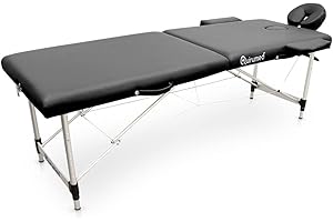 QUIRUMED Camilla Plegable de Masaje, Aluminio, Basic Plus, 186 x 60 cm, Camilla portátil, Camilla Fisioterapia, Camilla Tatuaje, Negra