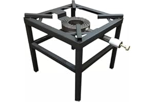 HOUSETRONICS WISH CLICK DONE HOUSETRONICS HEAVY DUTY ONE KEY IRON STEEL CATERING STOVE | LPG PROPANE GAS COOKER BURNER WITH LONG LEGS | CAMPING OUTDOOR PARTY WEDDING | 39CM x 39CM x 40CM BLACK