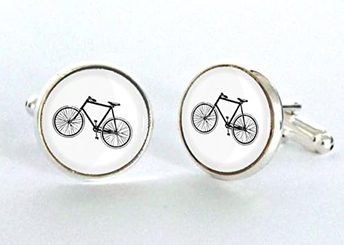 Vintage Bicycle Cufflinks Silver Plated - White Background - Blackbird Studio