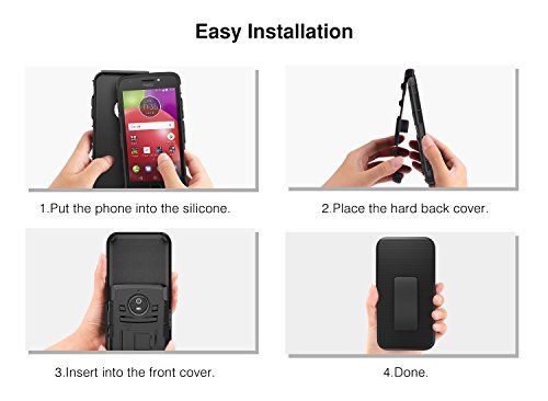 MoKo Moto E4 HÃ¼lle - [Heavy Duty Serie] Outdoor Dual Layer Armor Case Handy SchutzhÃ¼lle Schale mit GÃ¼rtelclip und Standfunktion fÃ¼r Motorola Moto E4 (2017) Smartphone, Schwarz