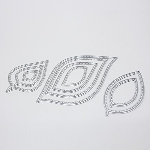 Demiawaking Blatt Form Stanzschablonen Metall Schneiden Schablonen für DIY Scrapbooking Album, Schneiden Schablonen Papier Karten Sammelalbum Dekor (10) - 5