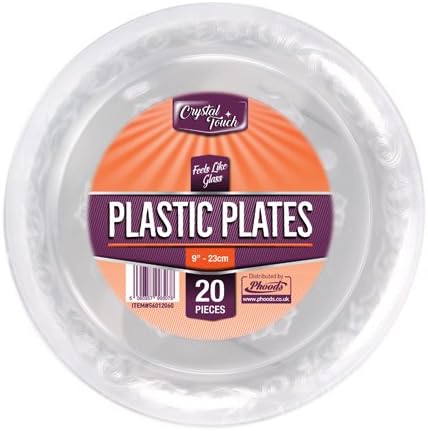 Clear Plastic Disposable Party Plates Hard Extra Strong Heavy Duty Reusable Plates (9"-23cm)
