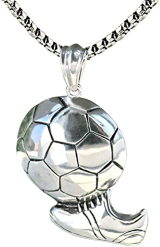 TINGTING Antique Steel Shoes Soccer Shot Pendant Necklace World Cup Soccer Necklaces 316L Stainless Steel Pendant Necklaces
