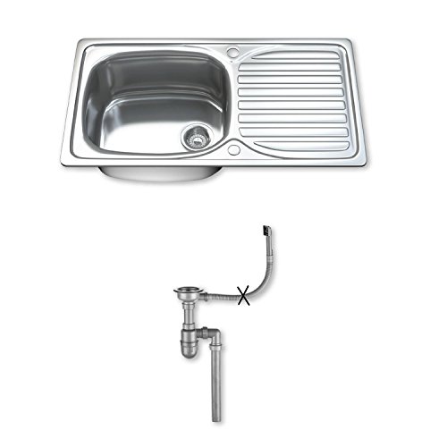 Fregadero de cocina Dihl KS 1004 WST1 1.0 de acero inoxidable con escurridor y residuos, cromado.