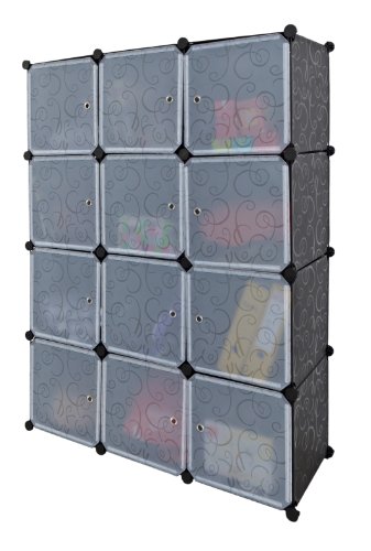 Büro Flur Regal Schrank Steckregal Wandregal Garderobe Highboard Kinderzimmer oder Keller Sideboard in Weiß Transparent und Schwarz - 8