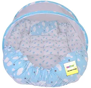 Kwitchy New Born Baby Bedding Set Luxury Sleeping Essential Co Sleeping Bed for 0-12 Months Baby Boys & Girls (Blue)