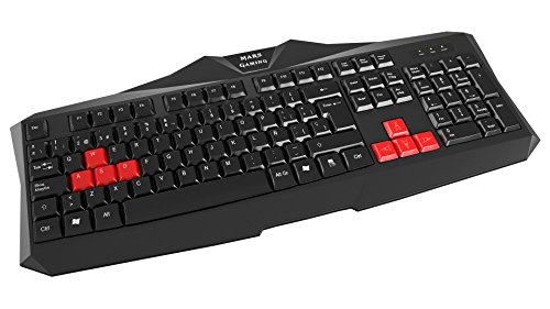 Mars Gaming MAK1 - Teclado Gaming de Membrana  Ratio Respuesta ultrar  pido  Teclas Gaming en Rojo  antighosting  Compacto  Altura Teclas perfeccionada  Color Negro