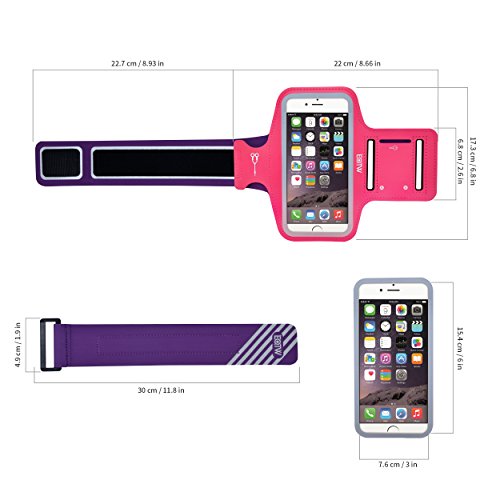 EOTW Brazalete deportivo iphone 6 plus de Neopreno Antideslizante con un bolsillo para tarjetas  llaves  dinero y auriculares  Brazalete movil Ajustable   Prueba de Sudor perfecto para Running F  tbol Pesca Gimnasio Bicicleta Waveboard  Fuchsia 5 5 pulgadas 
