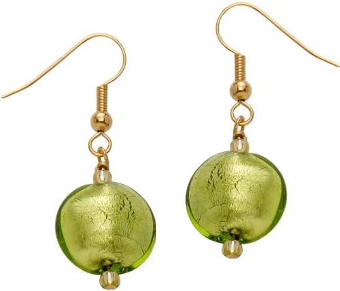 Valentina Murano Glass Lime Disc Earrings of 4.2 cm